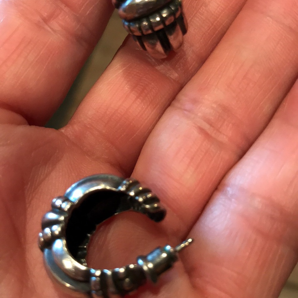 James Avery Beaded Thatch Hoop Ear Posts